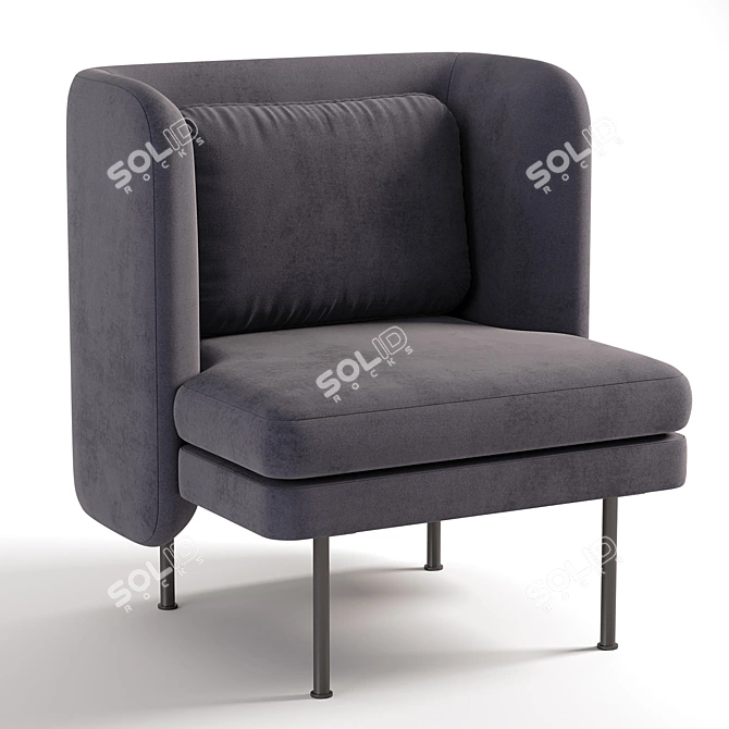 Elegant Velvet Lounge Chair 3D model image 2