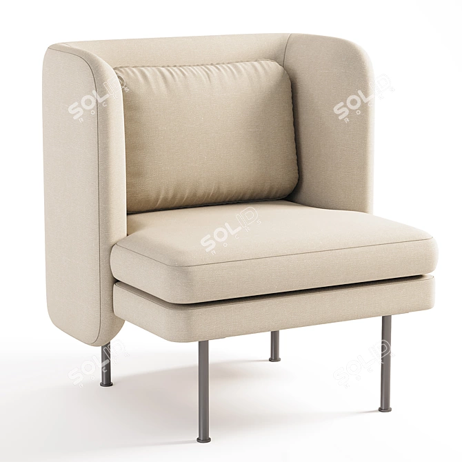 Elegant Velvet Lounge Chair 3D model image 3