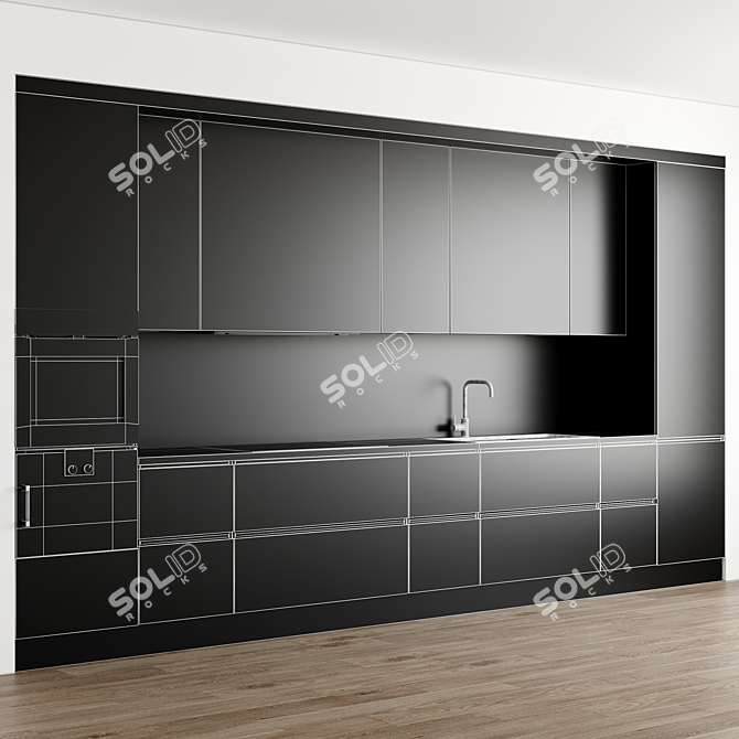 Modern Miele & Gaggenau Kitchen 3D model image 4