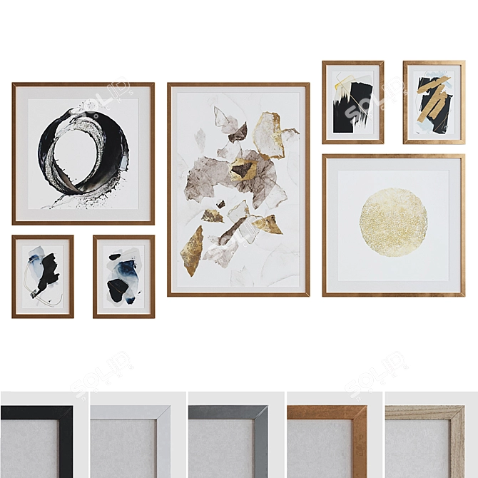 Modern Abstract Picture Frame Set 3D model image 1