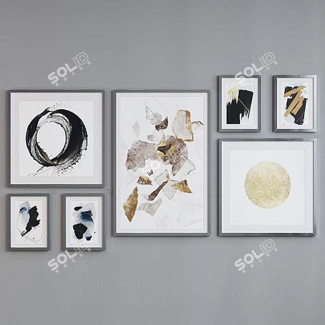 Modern Abstract Picture Frame Set 3D model image 2