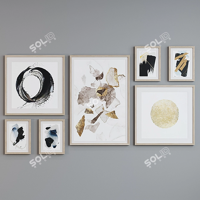 Modern Abstract Picture Frame Set 3D model image 3