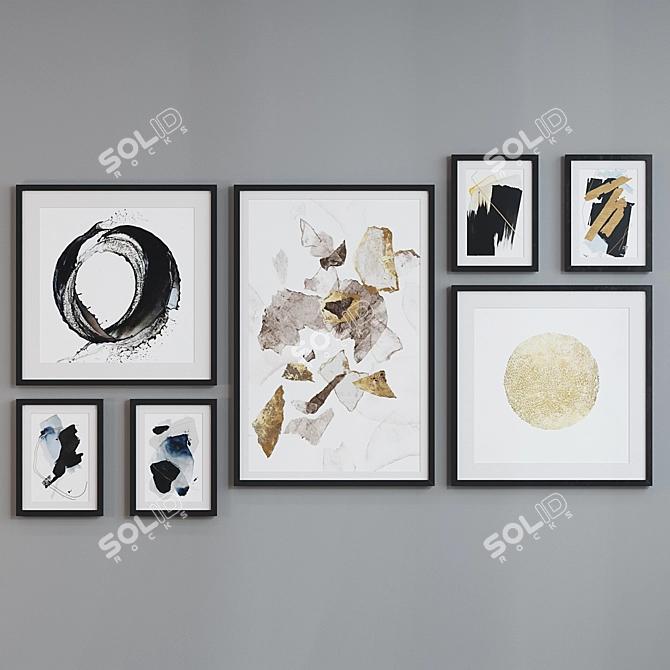 Modern Abstract Picture Frame Set 3D model image 5