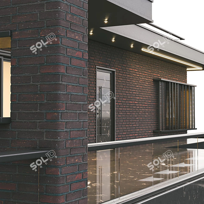 Modern Brick Villa 01 - Spacious Duplex with Roof Garden 3D model image 3