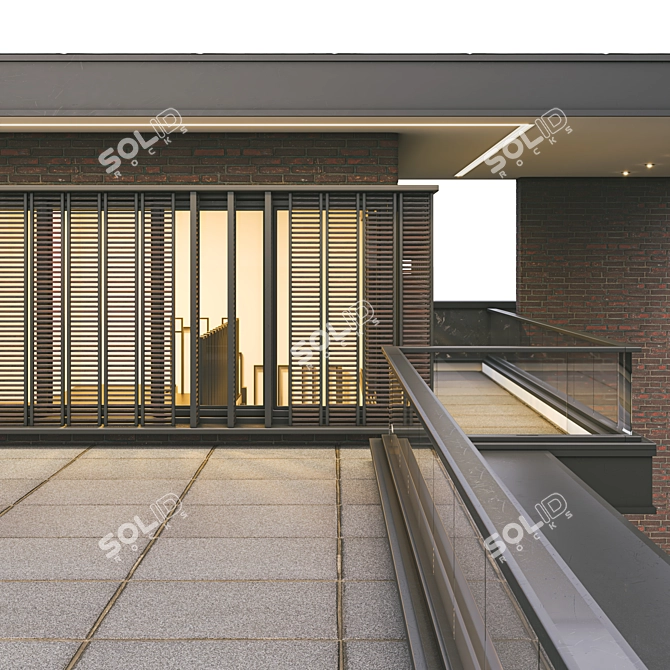 Modern Brick Villa 01 - Spacious Duplex with Roof Garden 3D model image 6