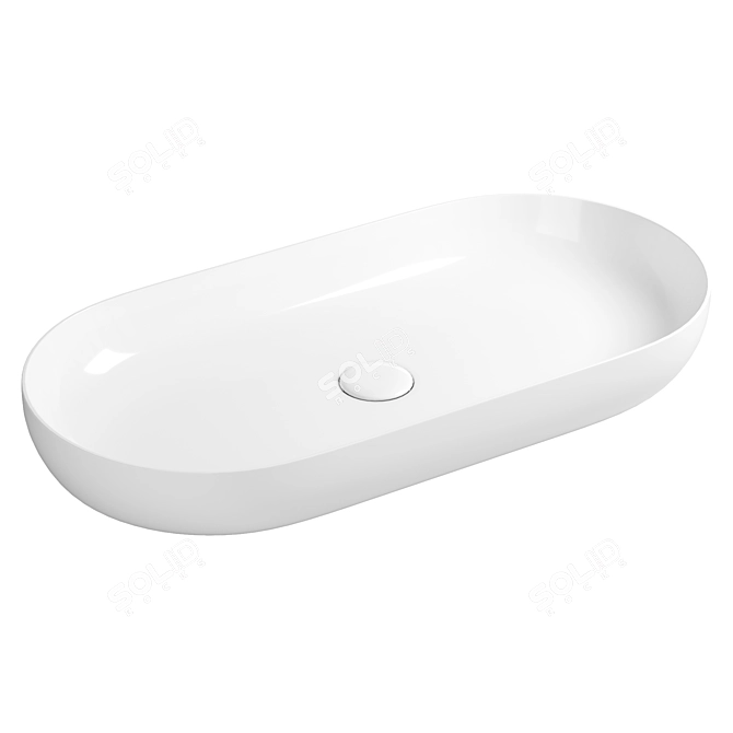 Sleek White Countertop Washbasin 3D model image 1