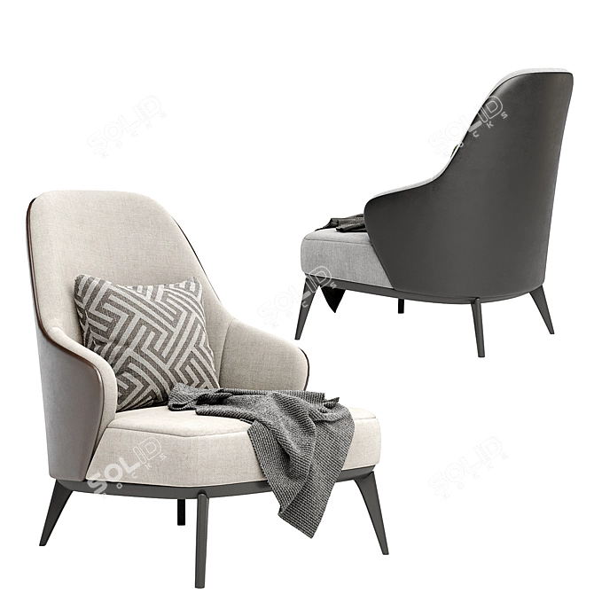 Elegant High-Back LESLIE Armchairs 3D model image 3