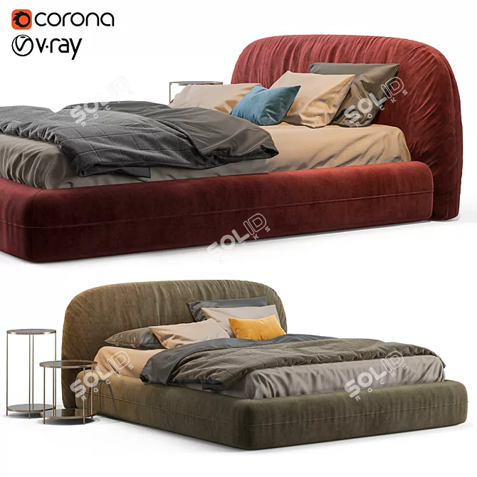 Rolling Bet: Stylish and Functional Bed 3D model image 1