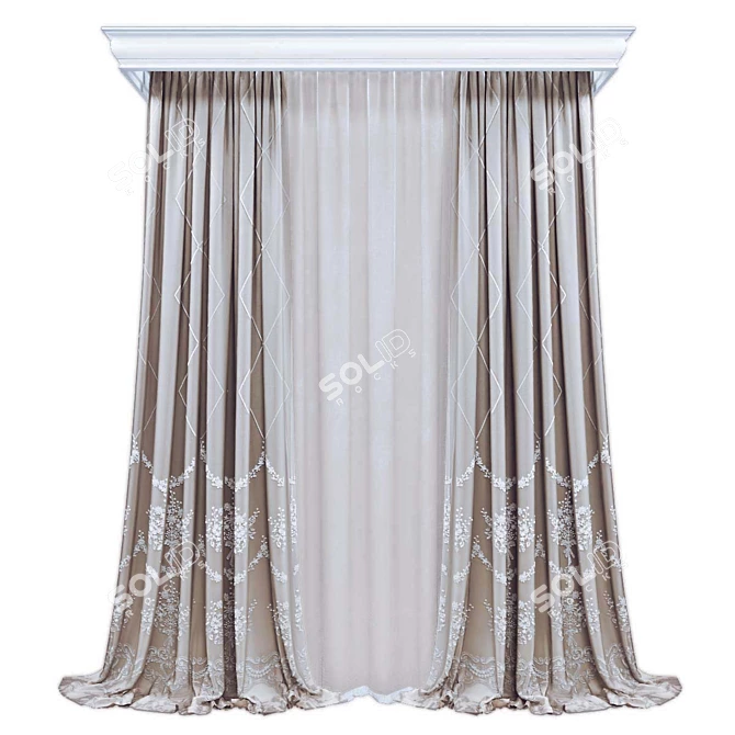 Elegant Sheer Curtain Panels 3D model image 1