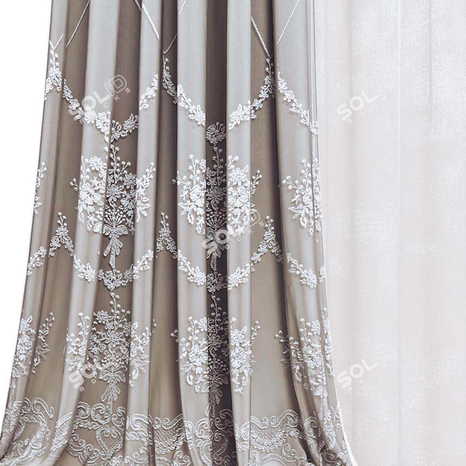 Elegant Sheer Curtain Panels 3D model image 3