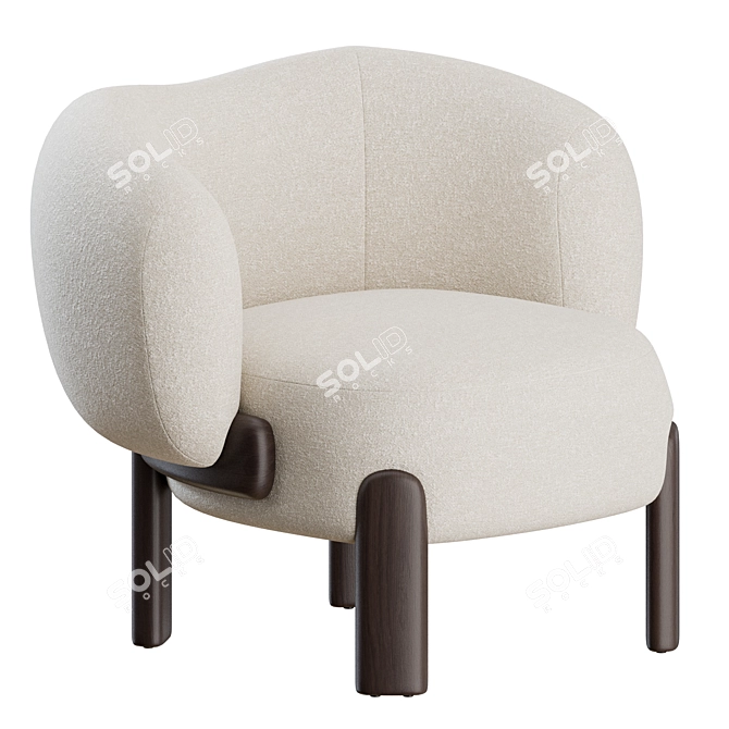 Elegant Moon Slipper Chair by Philippe Hurel 3D model image 2