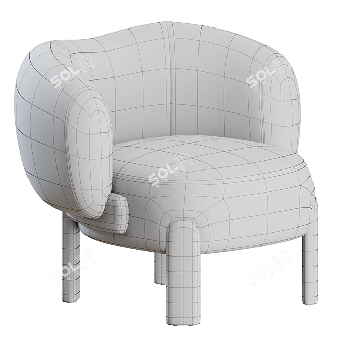 Elegant Moon Slipper Chair by Philippe Hurel 3D model image 4