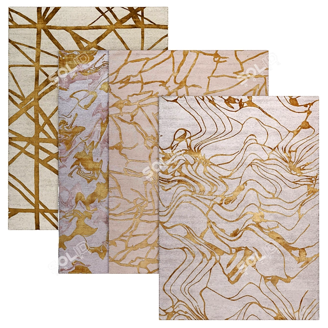Luxury Gold Rugs for Elegant Décor 3D model image 1