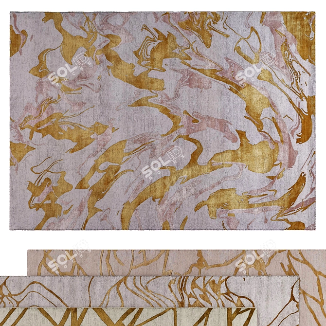 Luxury Gold Rugs for Elegant Décor 3D model image 2
