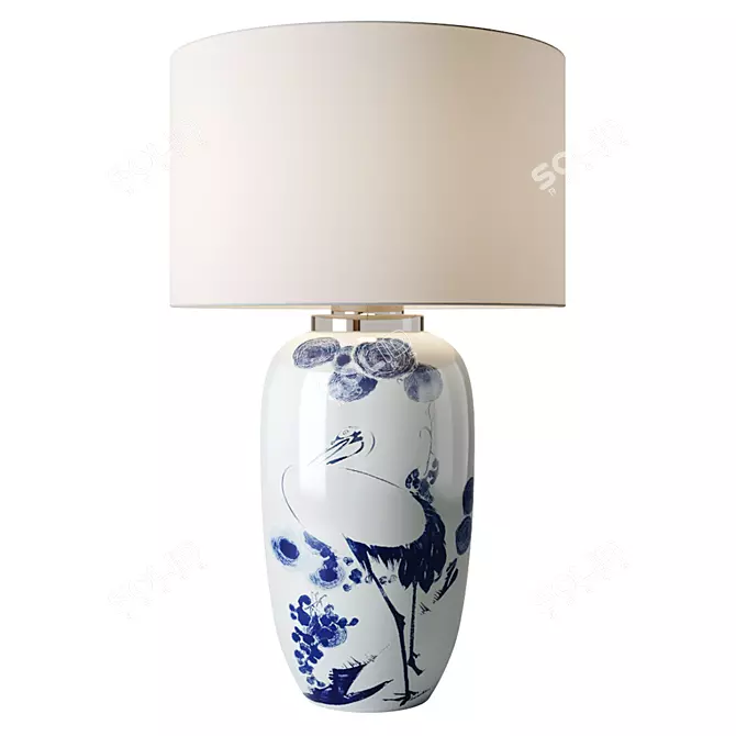 Exquisite Chinoiserie Ceramic Lamp 3D model image 1