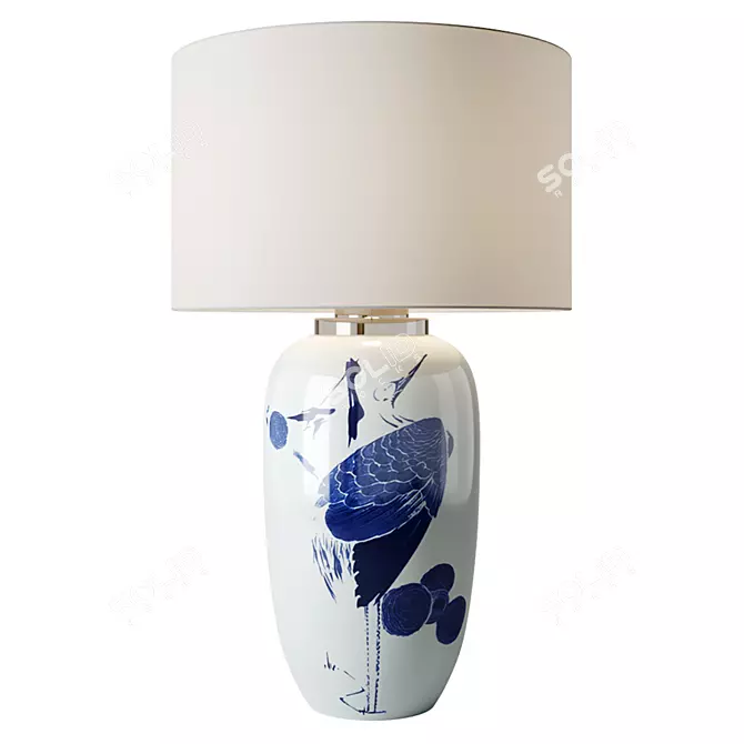 Exquisite Chinoiserie Ceramic Lamp 3D model image 2