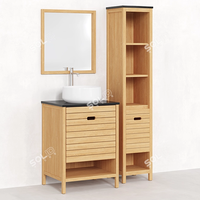 La Redoute Saturne Acacia Bathroom Set 3D model image 4