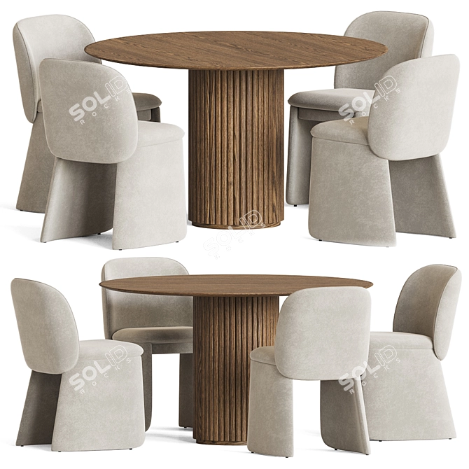 Luxury Evie Chair Palais Table Set 3D model image 1