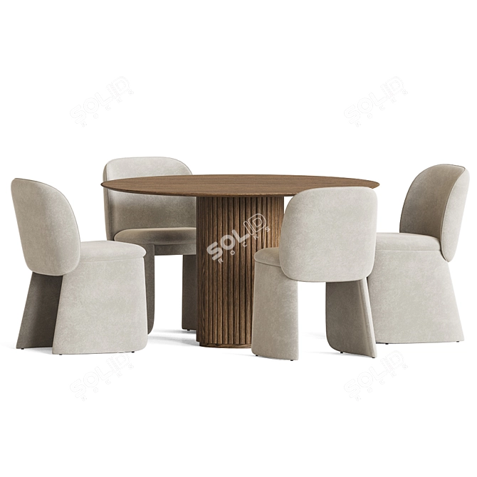 Luxury Evie Chair Palais Table Set 3D model image 2