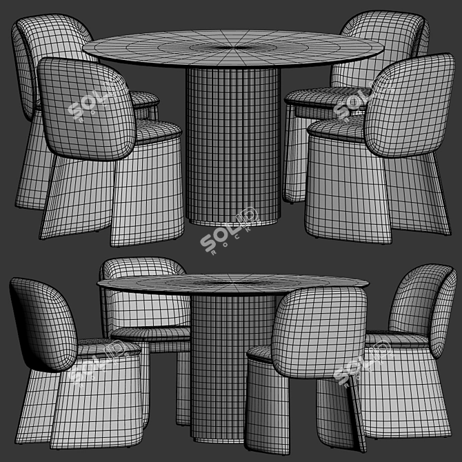 Luxury Evie Chair Palais Table Set 3D model image 4