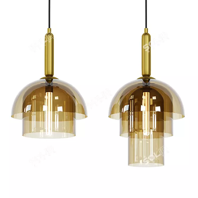 Elegant Cognac Flange Suspended Lamps 3D model image 1