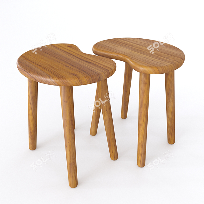 Zara Home Wooden Palette Stool 3D model image 3