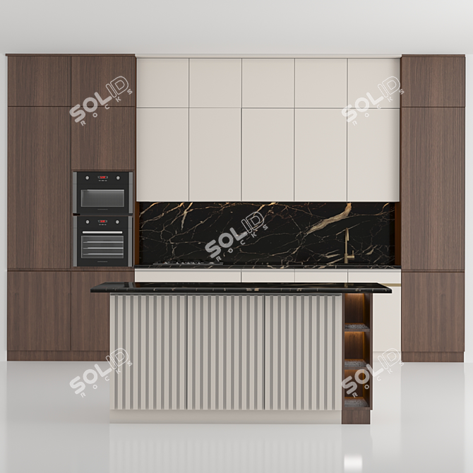 Sleek Modern Kitchen Setup 3D model image 1