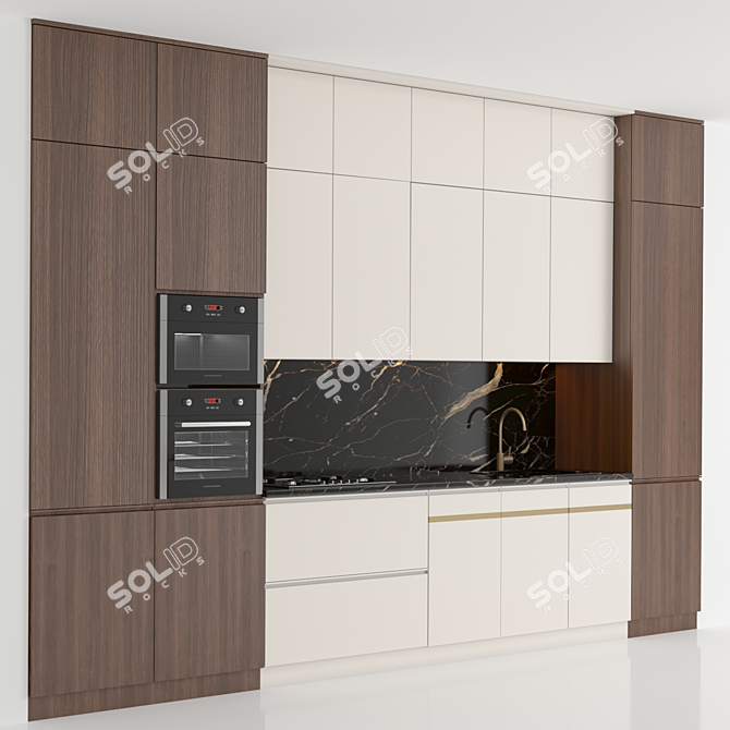Sleek Modern Kitchen Setup 3D model image 2