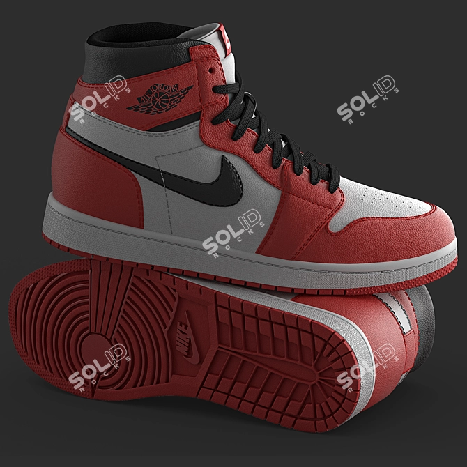 Nike Jordan- High Detail Sneakers 3D model image 4