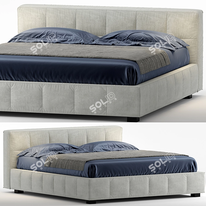 Modern Square Bed | Bsideletti 3D model image 1