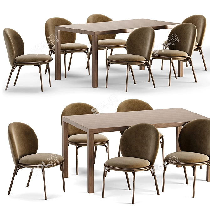 Contemporary Oyster White Dining Set 3D model image 1