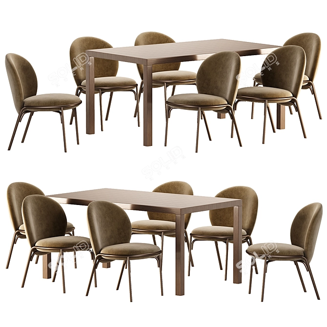 Contemporary Oyster White Dining Set 3D model image 2