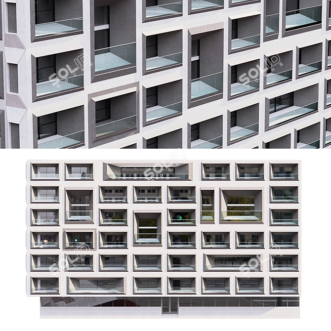 Modern Residential Building Design 3D model image 2