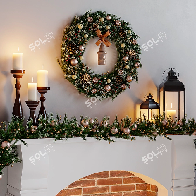 Festive Christmas Tree Decor Set 3D model image 3