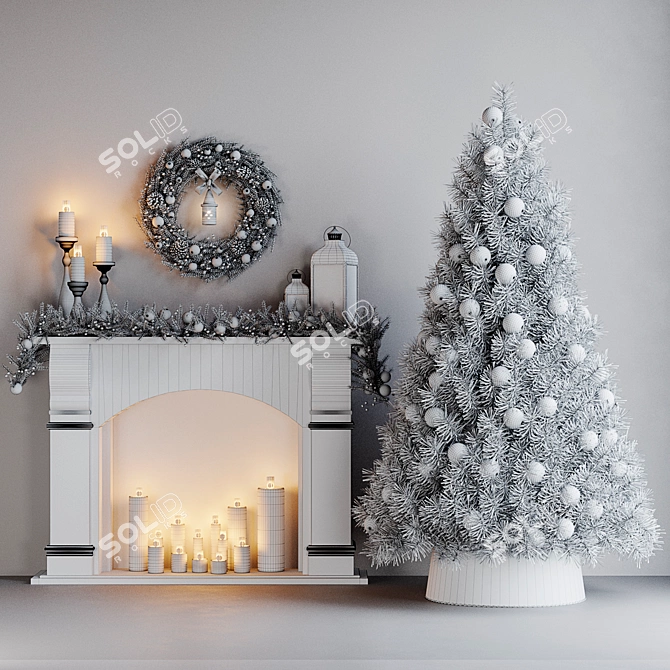 Festive Christmas Tree Decor Set 3D model image 4