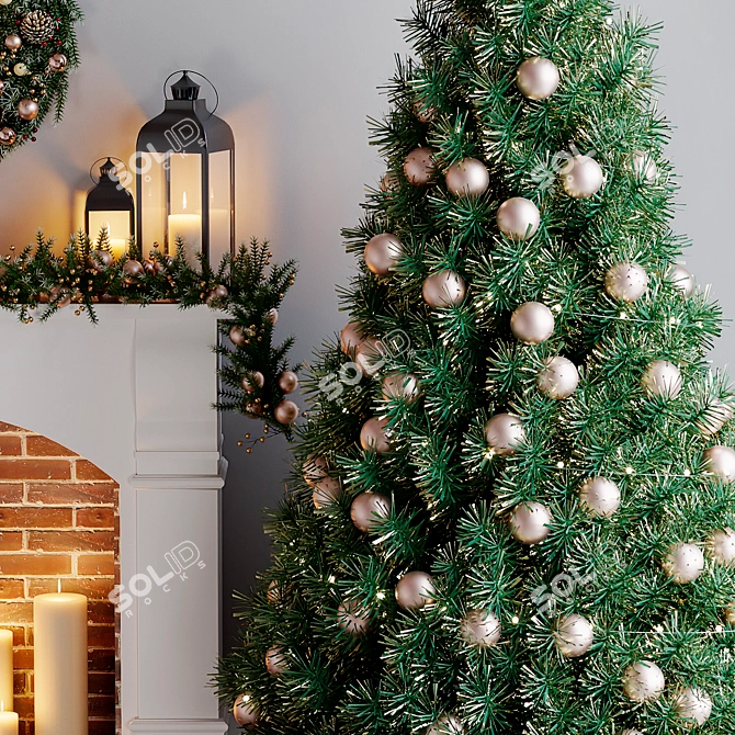 Festive Christmas Tree Decor Set 3D model image 5