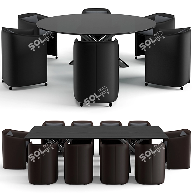 Modern Minotti Dining Set with Van Dyck Table and Case Chairs 3D model image 1