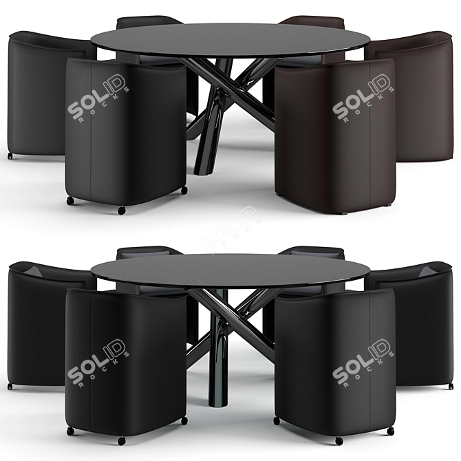 Modern Minotti Dining Set with Van Dyck Table and Case Chairs 3D model image 2