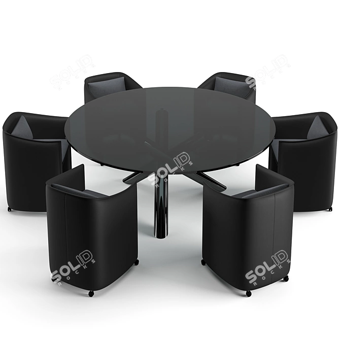 Modern Minotti Dining Set with Van Dyck Table and Case Chairs 3D model image 3