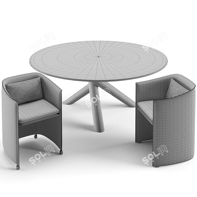 Modern Minotti Dining Set with Van Dyck Table and Case Chairs 3D model image 5