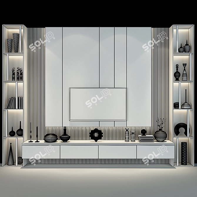 Stylish TV Stand 0482 3D model image 2