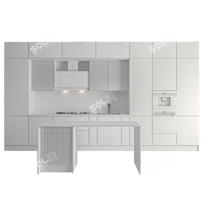 Modern Kitchen Set with Stainless Steel Appliances 3D model image 5