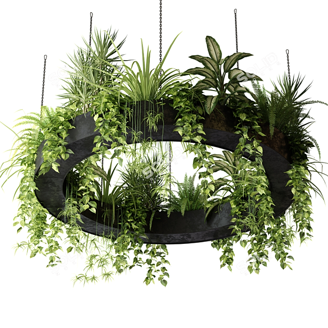 Greenery on the Go: Hanging Ring Planter 3D model image 1