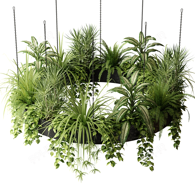 Greenery on the Go: Hanging Ring Planter 3D model image 2