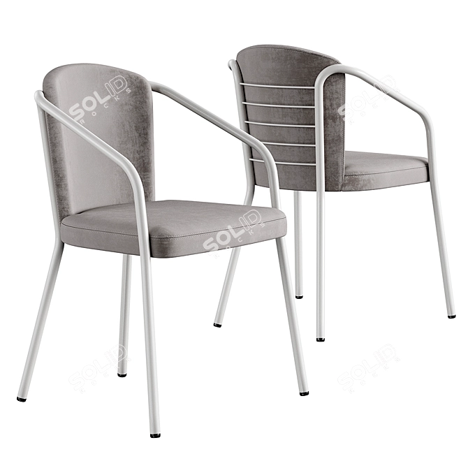 Customizable Brown Chair and Table Set 3D model image 3