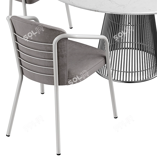 Customizable Brown Chair and Table Set 3D model image 4