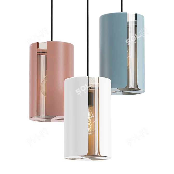 Minimalist Metal and Glass Suspension 3D model image 1