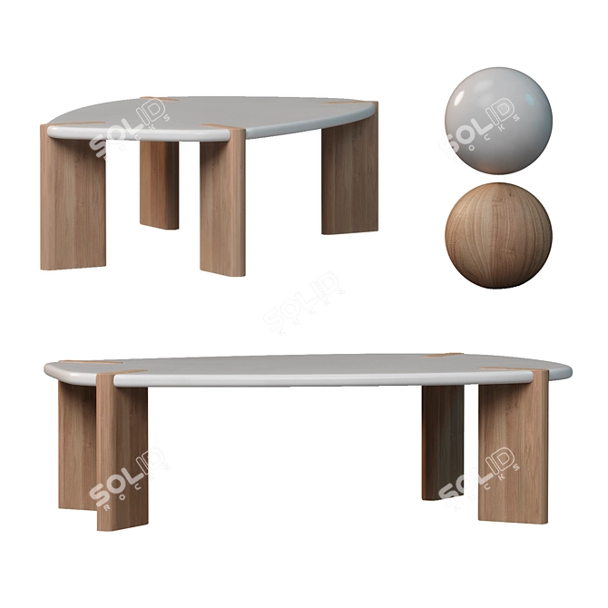 Organic Shape Coffee Table, Elegant Design 3D model image 3