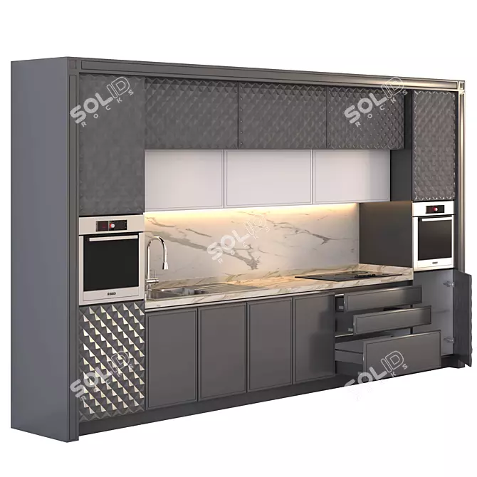 Modern Kitchen Design Collection 3D model image 1