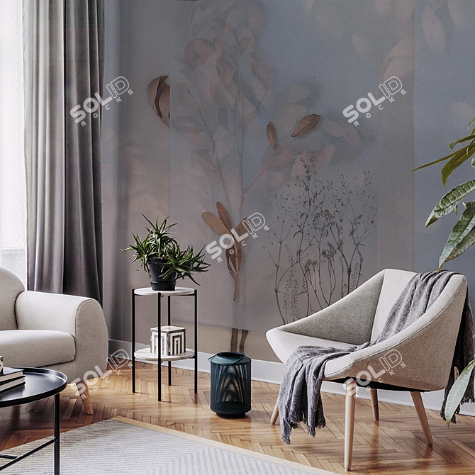 Eternally Elegant Vinyl Wallpaper Collection 3D model image 2